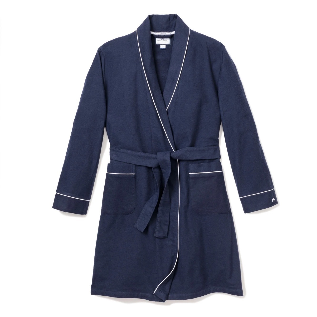 Petite Plume Boys Navy Flannel Robe White Piping Crnw110 Size 9/10 New